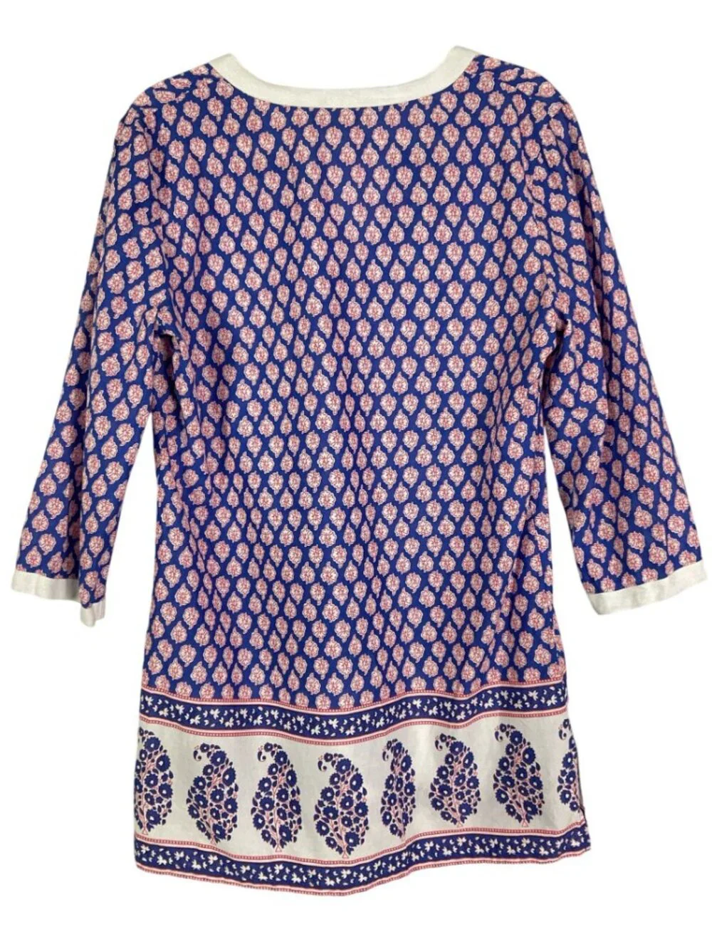 J.Crew Factory Floral Paisley Poplin Tunic Top Blue White Medium Style E9413